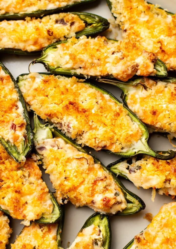 closeup of several jalapeno poppers