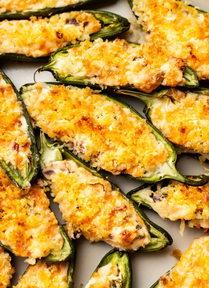 closeup of several jalapeno poppers