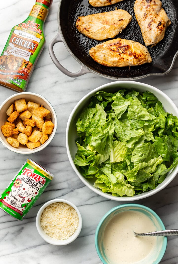 ingredients for cajun chicken caesar salad