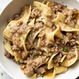 a bowl of beef and noodles