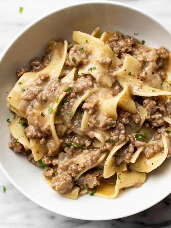 a bowl of beef and noodles