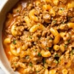 a bowl of homemade hamburger helper