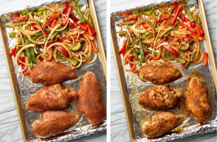 chicken fajitas before and after baking