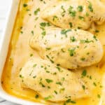 honey mustard chicken in a baking dish