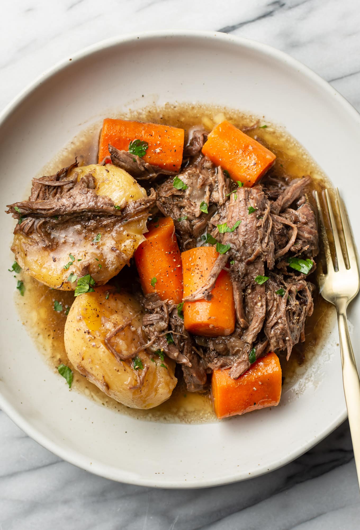 Instant Pot Pot Roast with Potatoes & Carrots - Creme De La Crumb