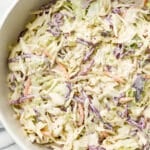 a large bowl of coleslaw