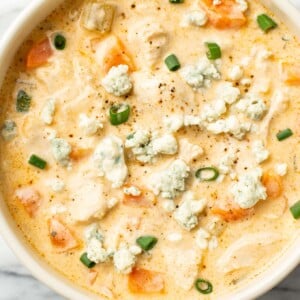 a bowl of buffalo chicken soup