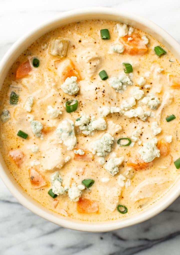 a bowl of buffalo chicken soup