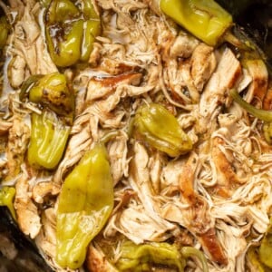 a slow cooker with Mississippi chicken