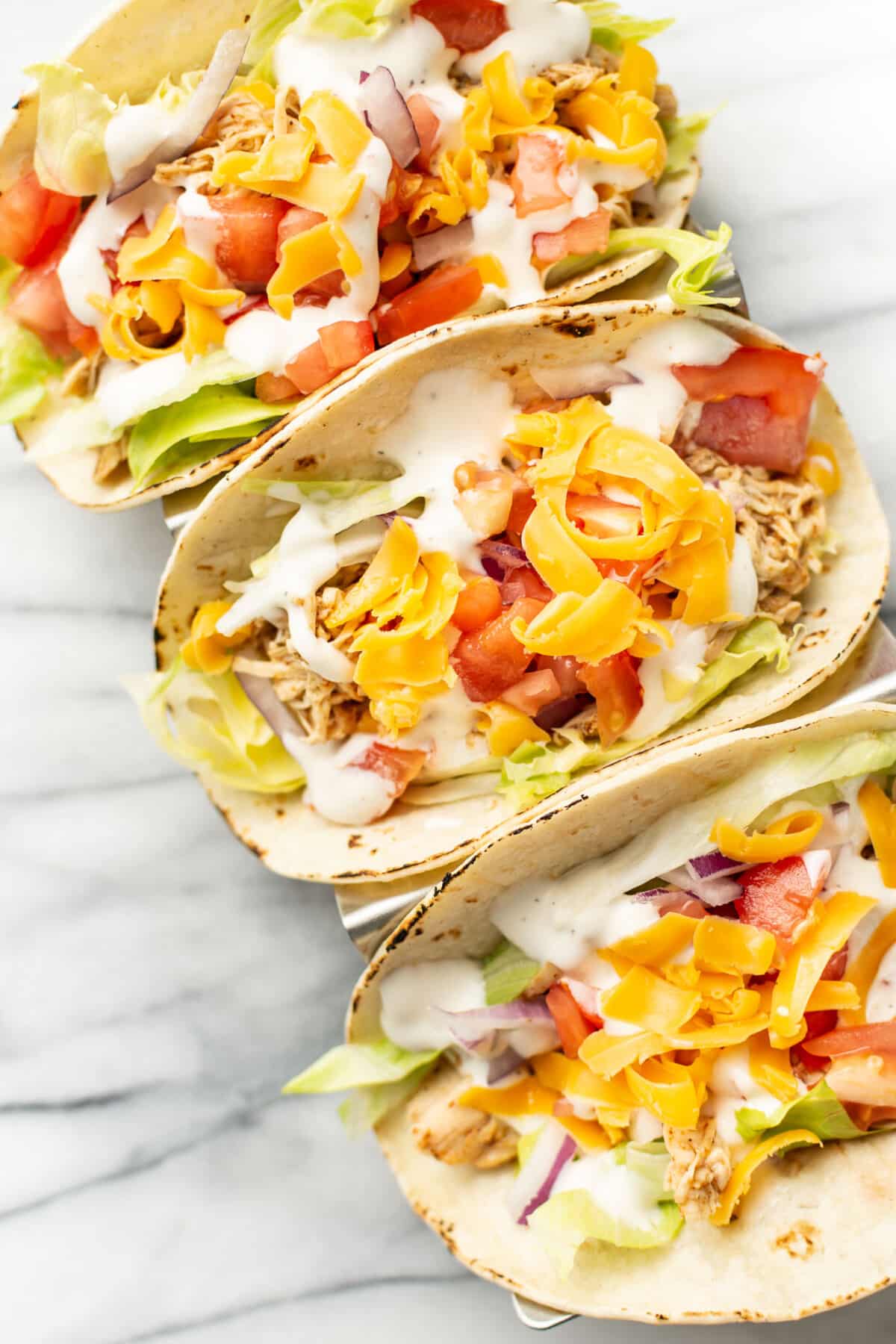 three ranch chicken tacos