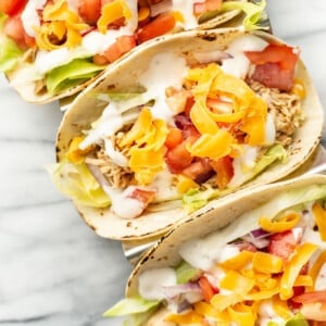 three ranch chicken tacos