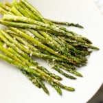 a bowl of parmesan roasted asparagus