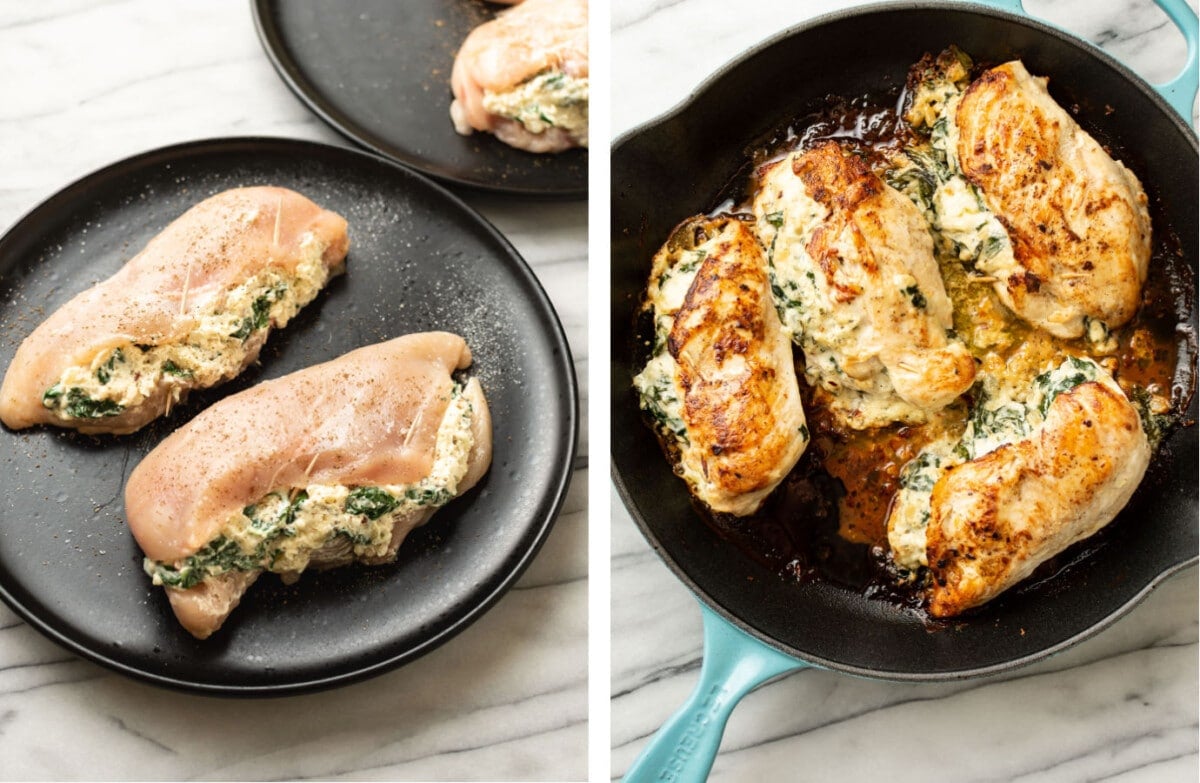 stuffing chicken and then cooking it in a skillet