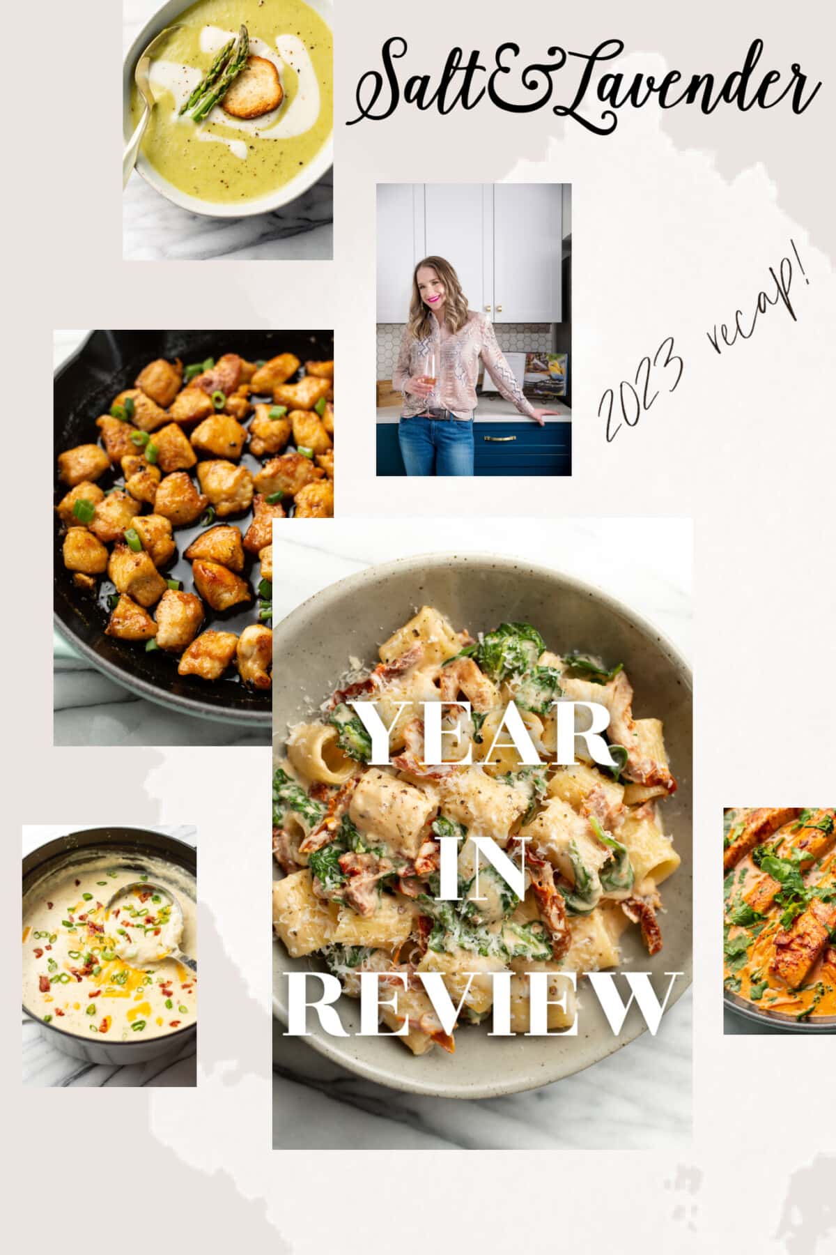 a collage for salt and lavender year in review with recipe photos