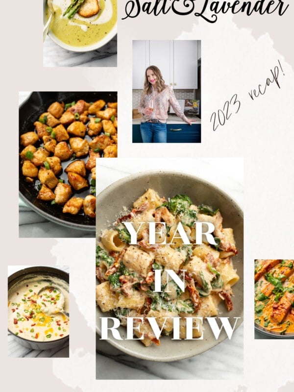 a collage for salt and lavender year in review with recipe photos