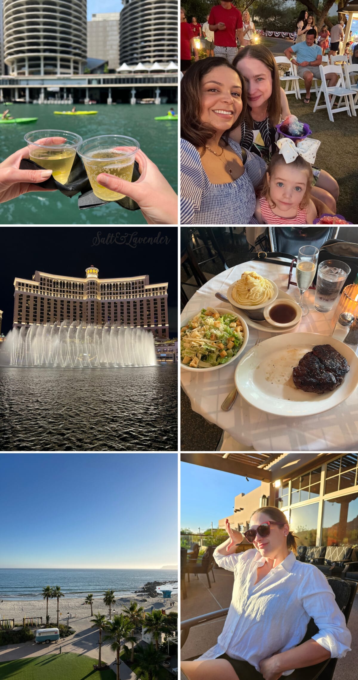 a collage with food and travel highlights from salt and lavender