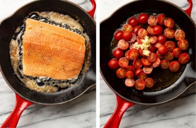 Tomato Spinach Salmon Pasta • Salt & Lavender
