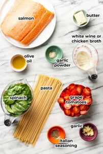 Tomato Spinach Salmon Pasta • Salt & Lavender