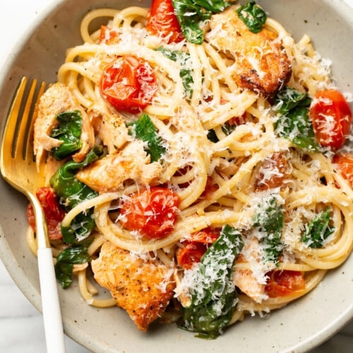 Tomato Spinach Salmon Pasta • Salt & Lavender
