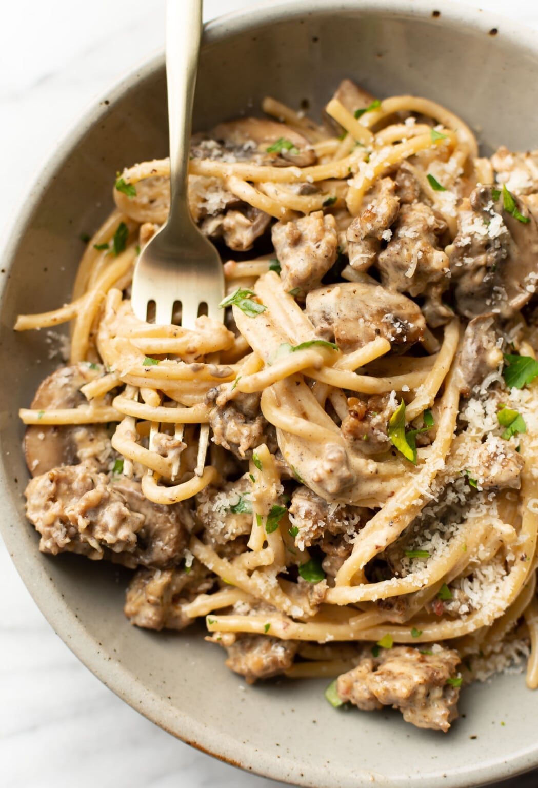 Italian Sausage Mushroom Pasta • Salt & Lavender