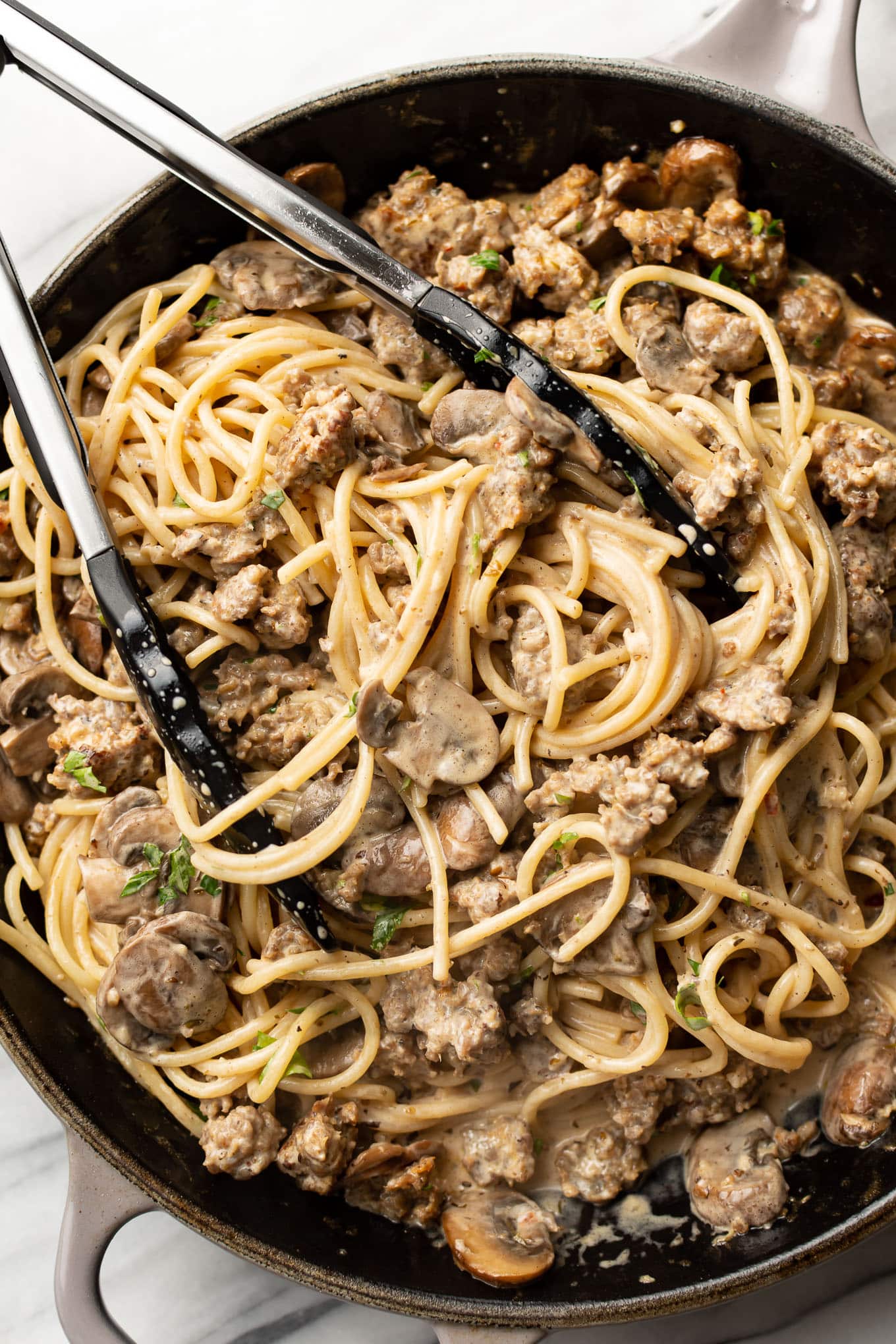 Italian Sausage Mushroom Pasta • Salt & Lavender