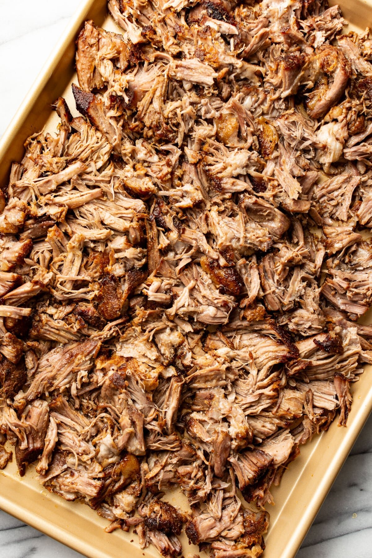 pulled pork on a baking sheet