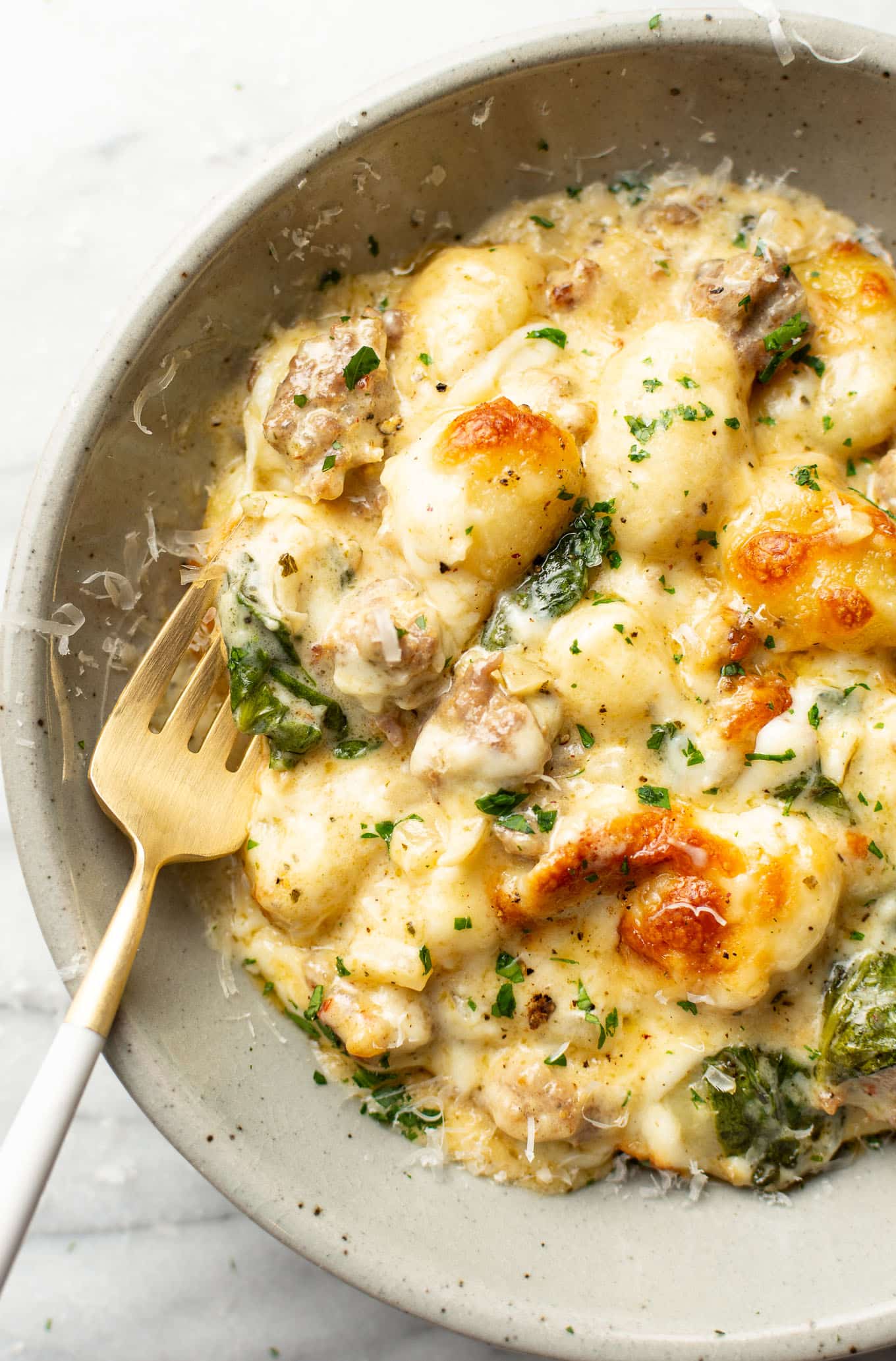 Pesto Sausage Gnocchi Bake