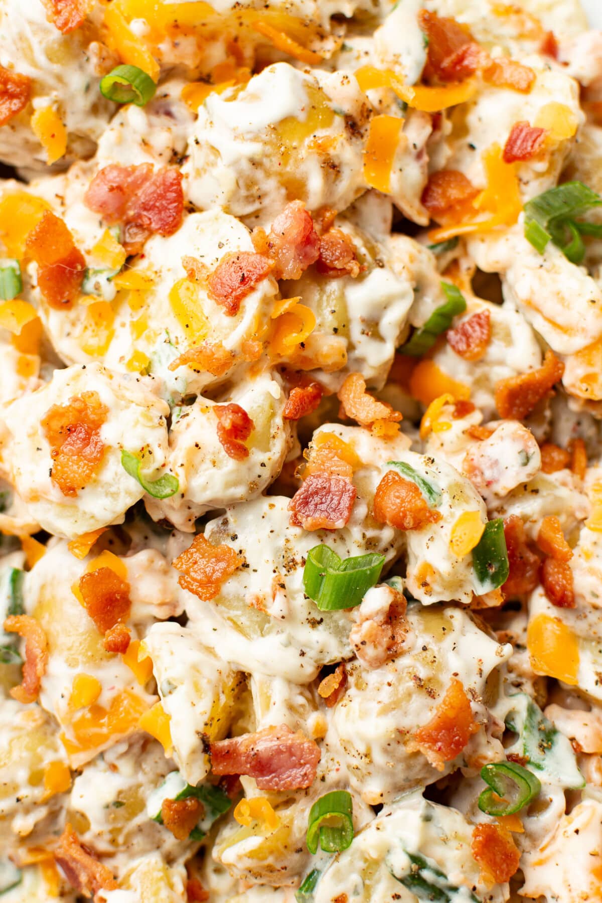 closeup of bacon ranch potato salad