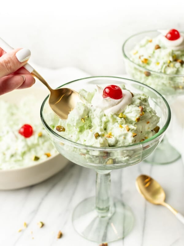 two glasses with watergate salad