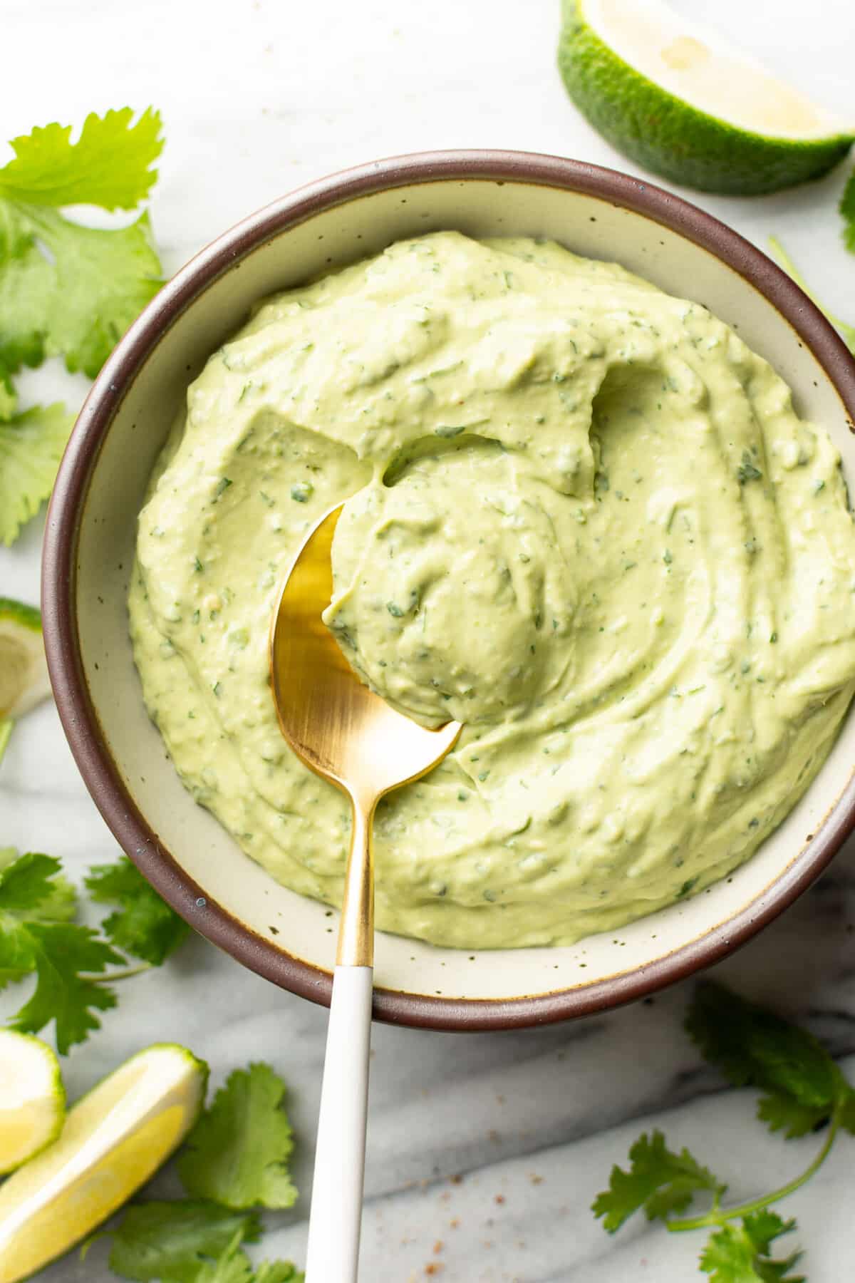 a bowl of creamy avocado sauce