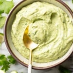 a bowl of creamy avocado sauce