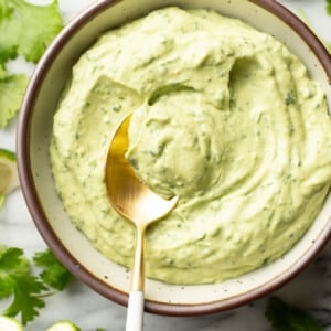a bowl of creamy avocado sauce