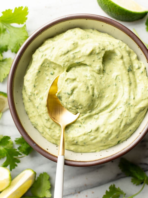 a bowl of creamy avocado sauce