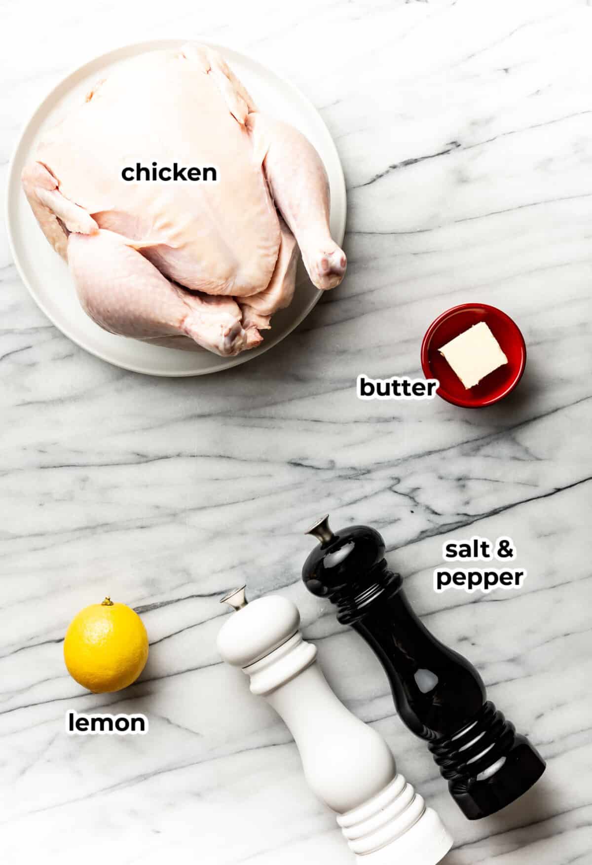 ingredients for air fryer roast chicken on a countertop