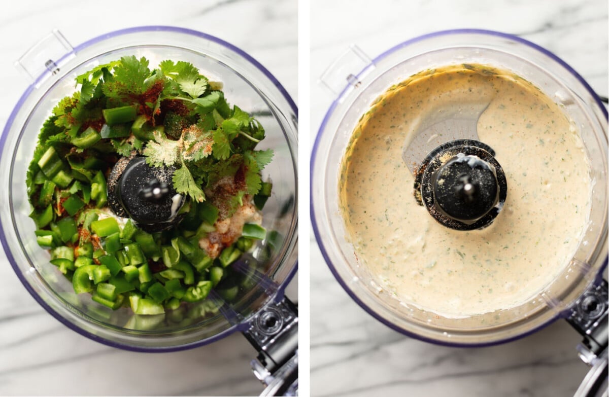 making jalapeno ranch in a food processor