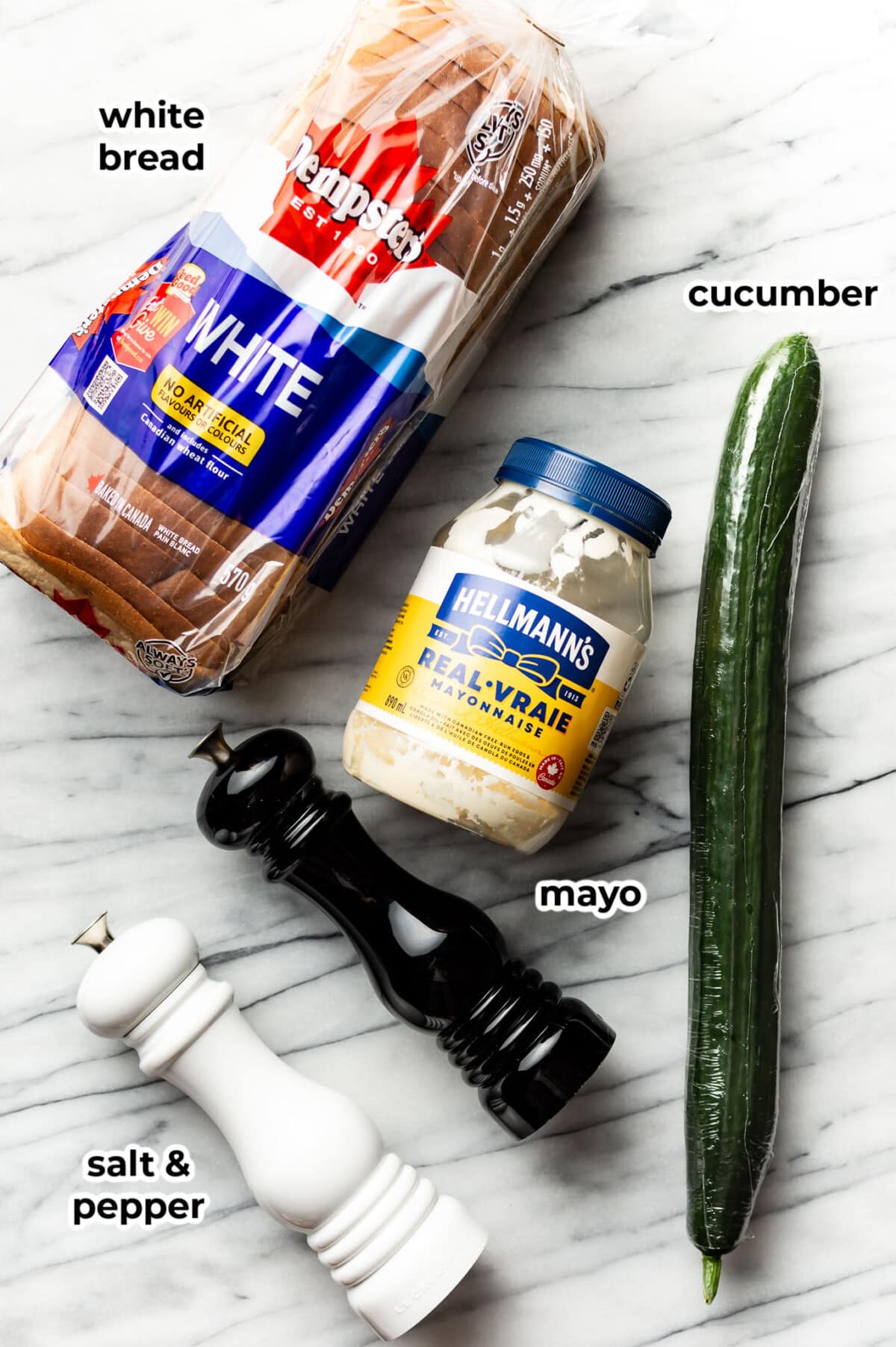 ingredients for cucumber sandwiches